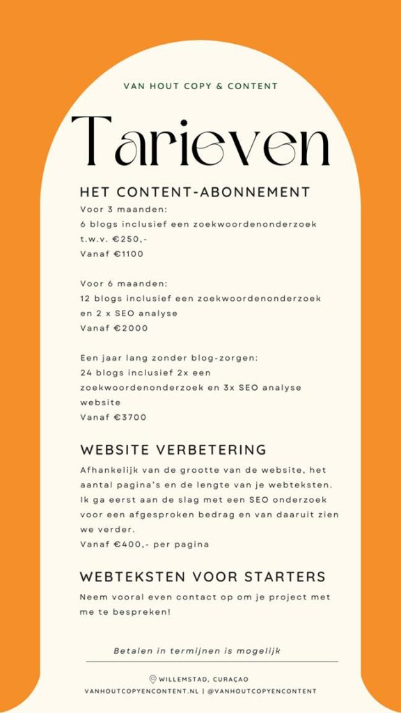 tarieven tekstschrijver copywriter